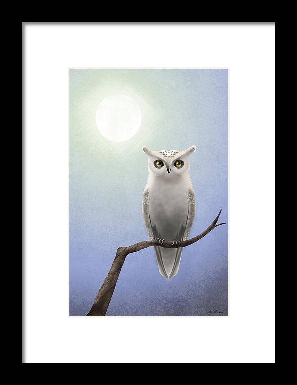 White Owl Framed Print featuring the digital art White Owl by April Moen