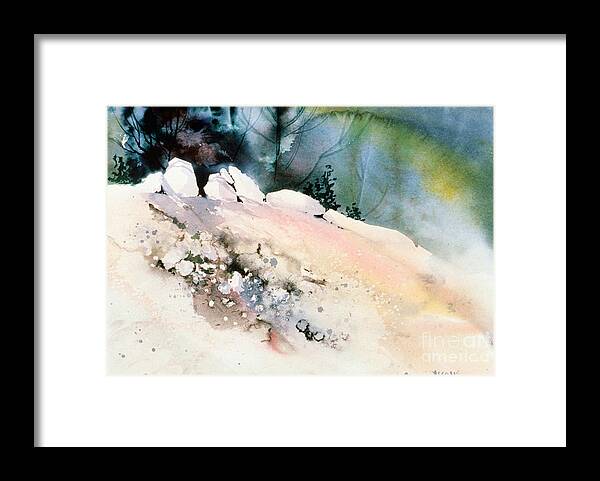 White Rocks Dark Forest Framed Print featuring the painting White Rocks Dark Forest by Teresa Ascone