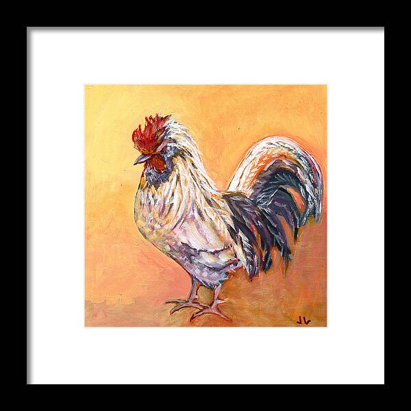 Chicken Framed Print featuring the painting White Rooster by Jennifer Lommers