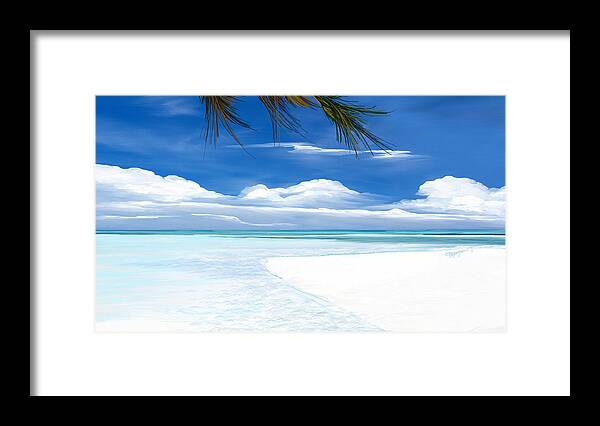 Seascape.seascape Art Framed Print featuring the digital art White sand and turquoise sea by Anthony Fishburne