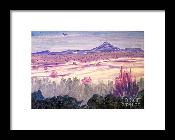 White Framed Print featuring the painting White Sand Purple Hills by Suzanne McKay