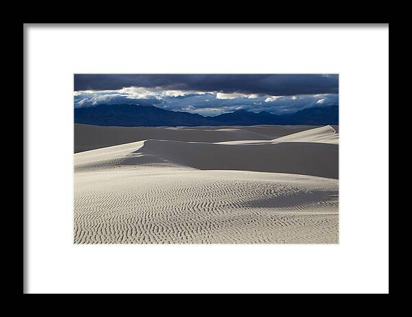 White Sands Framed Print featuring the photograph White Sands and San Andres Mountains by Mary Lee Dereske