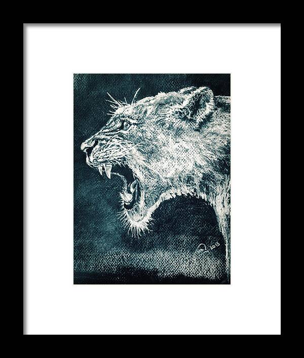 Tiger Framed Print featuring the drawing Leon Portrait by Alban Dizdari