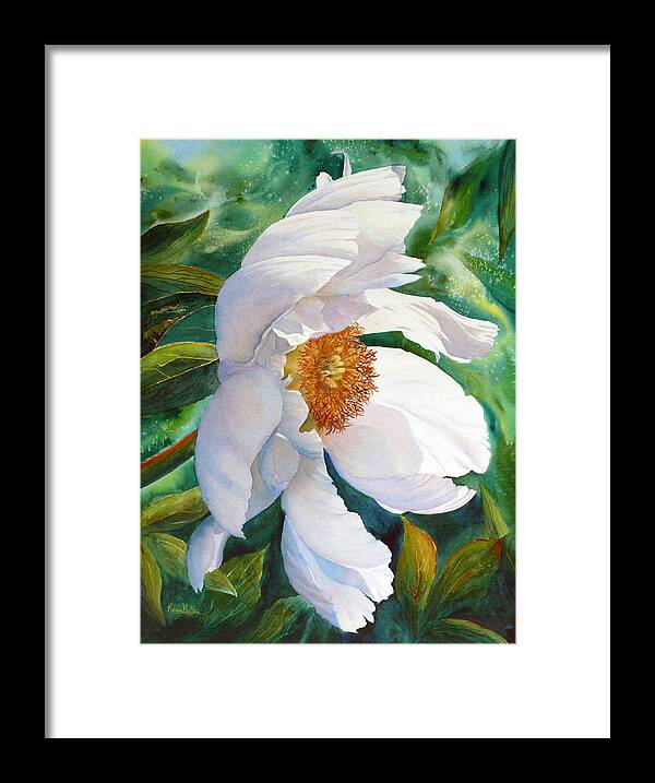 Peony Framed Print featuring the painting White Wonder by Karen Mattson