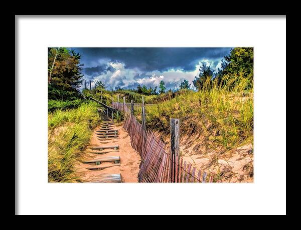 Door County Framed Print featuring the painting Whitefish Dunes State Park Stairs by Christopher Arndt