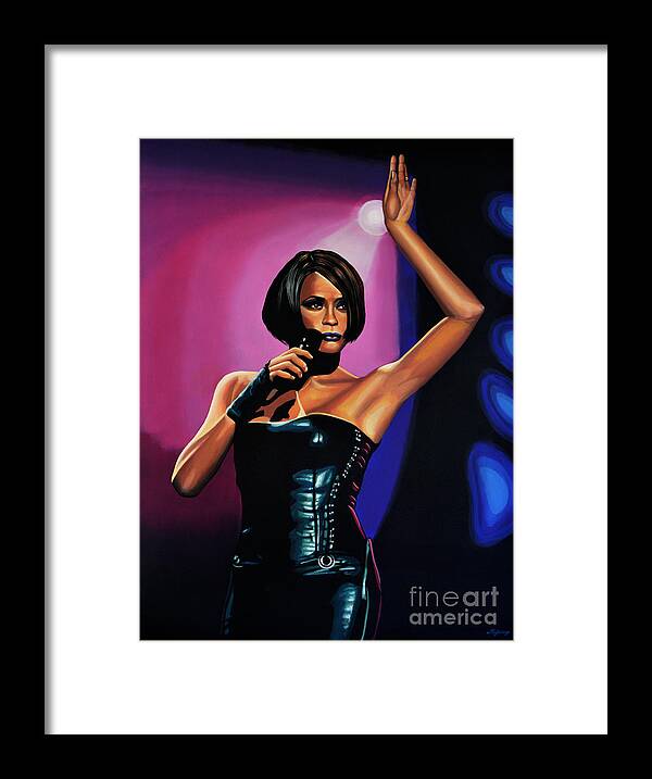 Whitney Houston Framed Print featuring the painting Whitney Houston On Stage by Paul Meijering