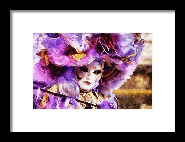 Venice Framed Print featuring the painting Who are you Masque by Lilia S