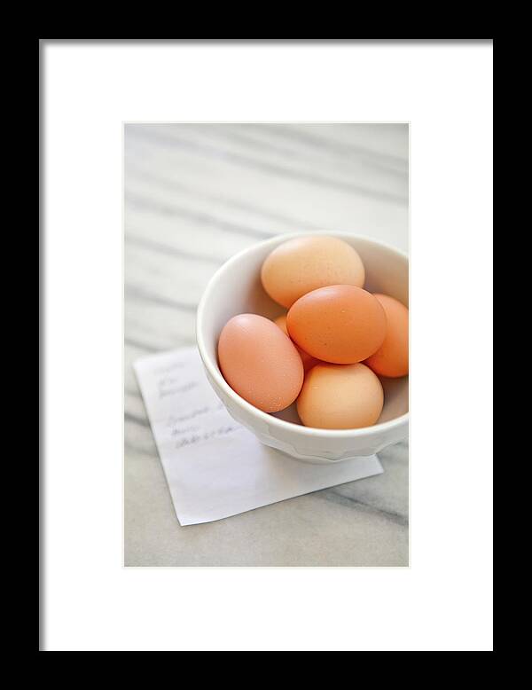Heap Framed Print featuring the photograph Whole Eggs And Grocery List by Leela Cyd