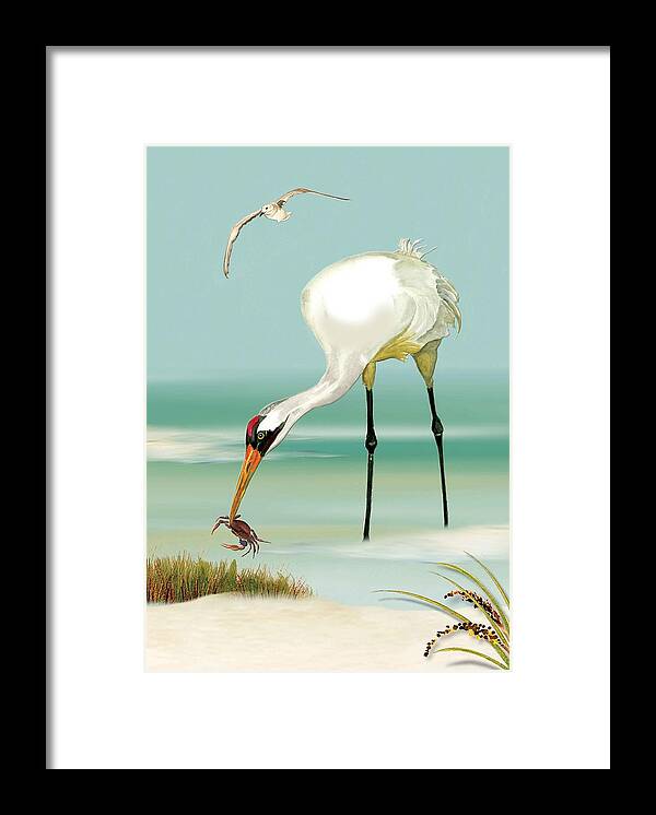 Bird Framed Print featuring the painting Whooping Crane in Color by Anne Beverley-Stamps