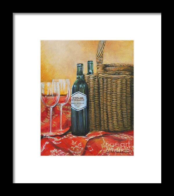 Vineyards Framed Print featuring the painting Wicker and Wine by Cynthia Parsons