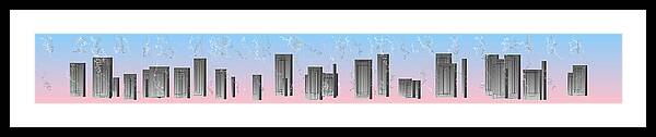 Abstract Digital Algorithm Rithmart Building City Sky Cloud Pink Blue Grey Framed Print featuring the digital art Wide.3 by Gareth Lewis