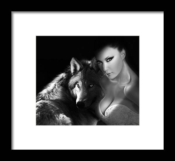 Wolf Framed Print featuring the digital art Wild Beauty by Catherin Moon