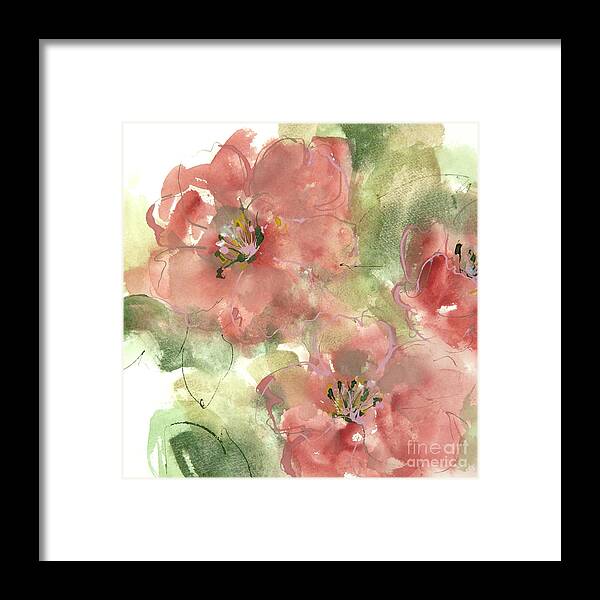 Original Watercolors Framed Print featuring the painting Wild Camellia 1 by Chris Paschke