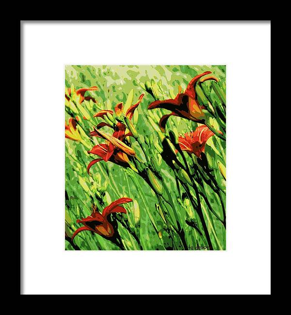 Tiger Framed Print featuring the digital art Wild Lilies by Tg Devore