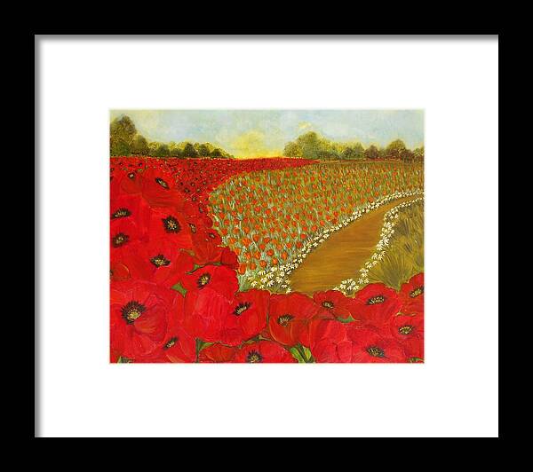 Flowers Framed Print featuring the painting Wild Red Poppies by Yesi Casanova 
