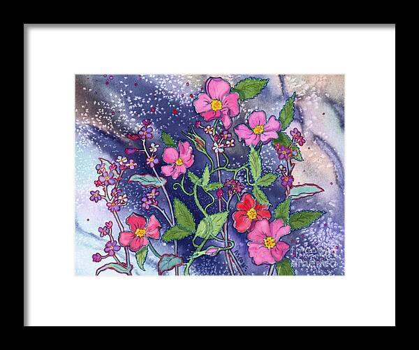 Wild Roses Framed Print featuring the painting Wild Roses by Teresa Ascone