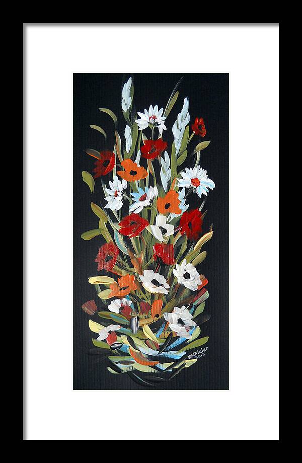 White Framed Print featuring the painting Wild White Red Yellow by Dorothy Maier
