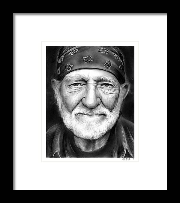 Singer Framed Print featuring the drawing Willie Nelson by Greg Joens