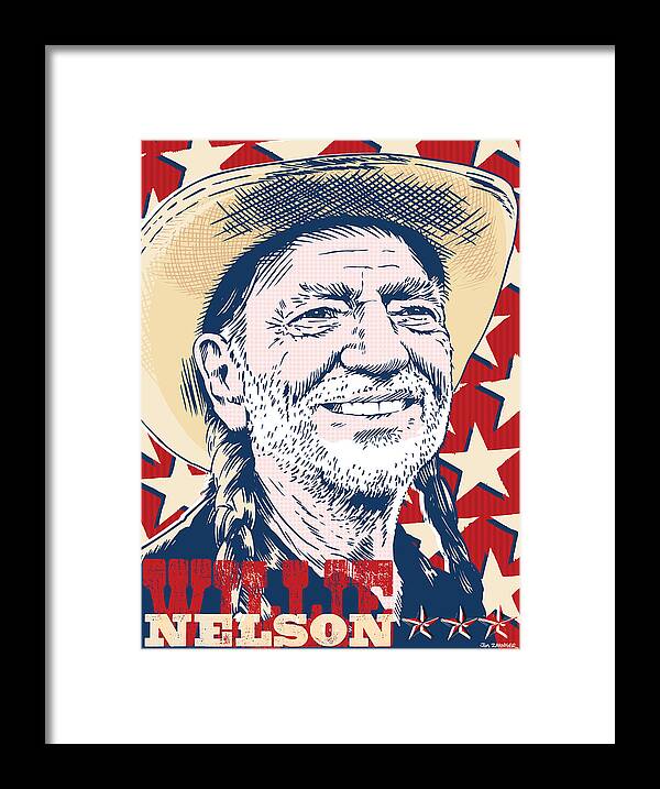 Music Framed Print featuring the digital art Willie Nelson Pop Art by Jim Zahniser