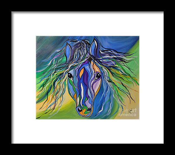 Horse Framed Print featuring the painting Willow the War Horse by Janice Pariza