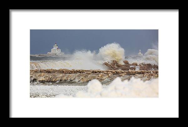 Lighthouse Framed Print featuring the photograph Wind and Ice by Everet Regal