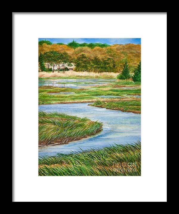 Cape Cod Framed Print featuring the painting Winding Waters - Cape Salt Marsh by Michelle Constantine