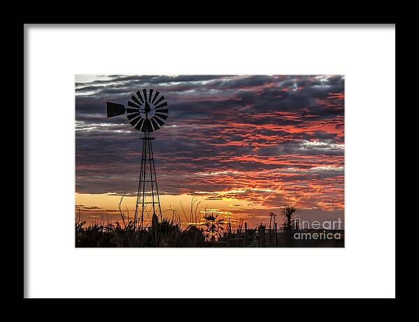 Desert Framed Print featuring the photograph Windmill And The Sunset by Robert Bales