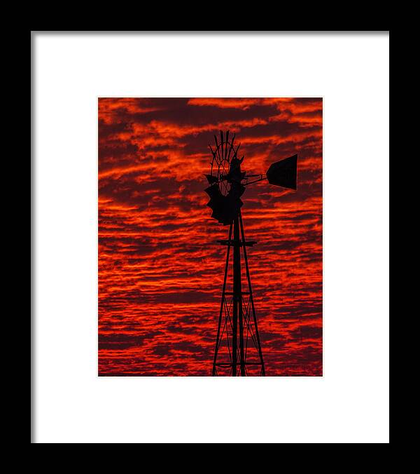 Kansas Framed Print featuring the photograph Windmill at Sunset by Rob Graham