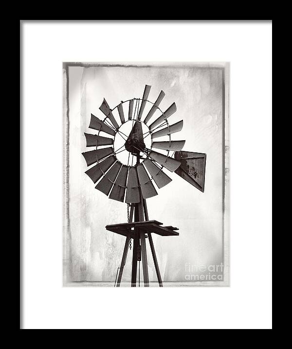 Windmill Framed Print featuring the photograph Windmill BW Photo Art by Ella Kaye Dickey