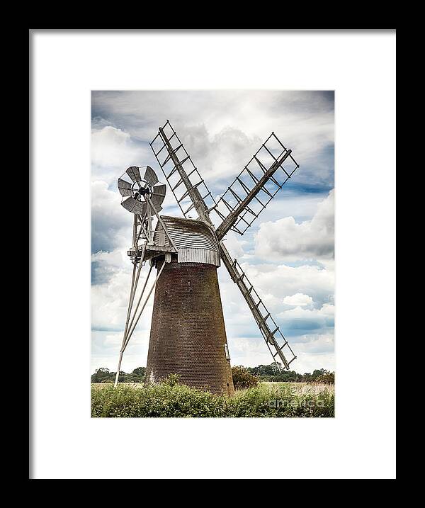 Windmill Framed Print featuring the photograph Windmill in Norfolk UK by Simon Bratt