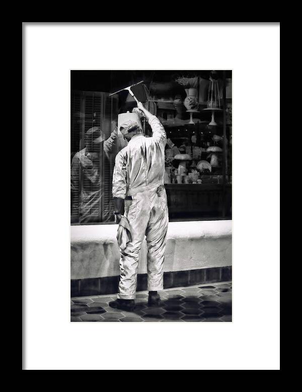 People Framed Print featuring the photograph Window Cleaner by Joan Herwig