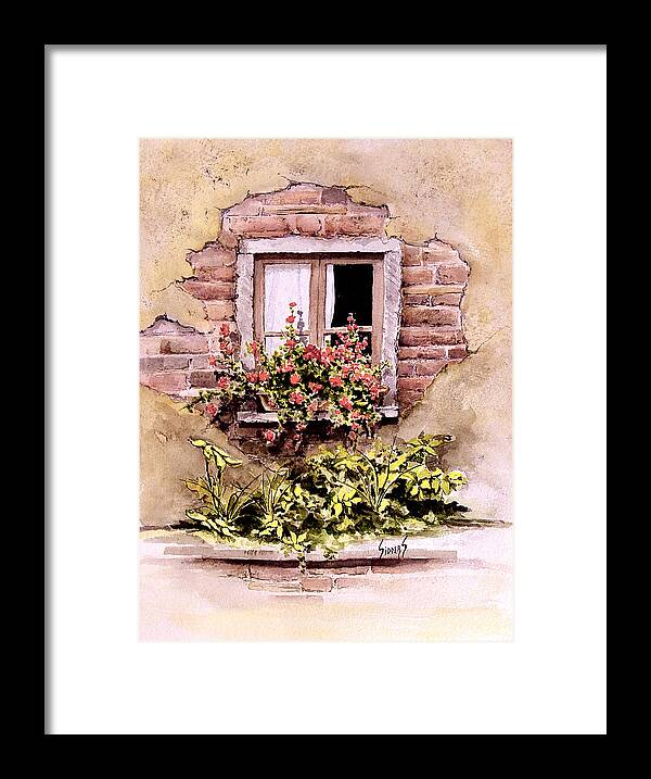 Window Framed Print featuring the painting Window Flowers by Sam Sidders