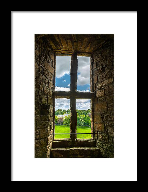 Scotland Framed Print featuring the photograph Window in Linlithgow Palace with view to a beautiful scottish landscape by Andreas Berthold