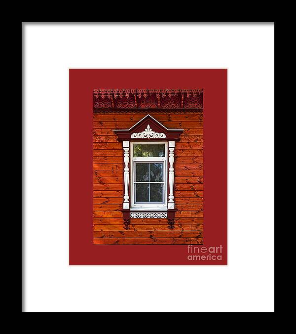 Window In Red Framed Print featuring the photograph Window in Red by Elena Nosyreva