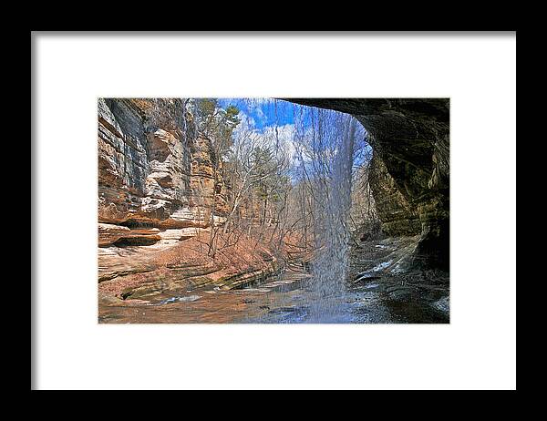 Starved Rock Framed Print featuring the photograph Window of a Waterfall by Kathleen Scanlan