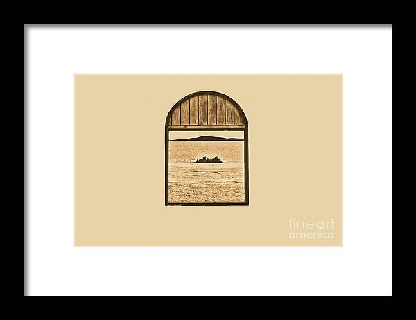 Puerto Rico Framed Print featuring the digital art Window View of Desert Island Puerto Rico Prints Rustic by Shawn O'Brien