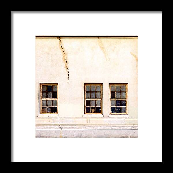 Windows_aroundtheworld Framed Print featuring the photograph Window Trio by Julie Gebhardt