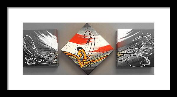Windsurfer Framed Print featuring the painting Windsurfer Spotlighted by Darren Robinson