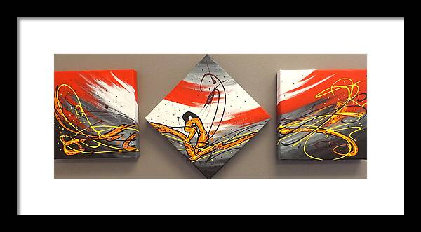 Windsurfer Framed Print featuring the painting Windsurfer Triptych by Darren Robinson
