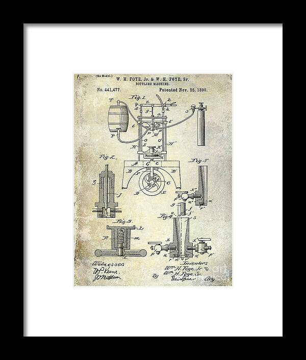 Patent Framed Print featuring the photograph 1890 Wine bottling Machine by Jon Neidert