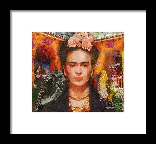 Wings Of Frida Framed Print featuring the painting Wings of Frida by Mo T