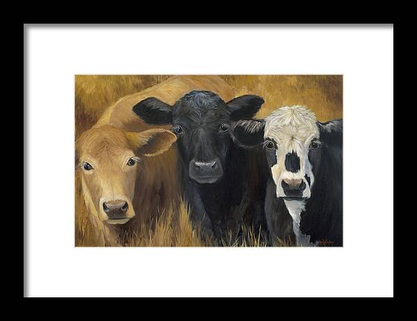 Cow Print Framed Print featuring the painting Winken Blinken And Nod by Cheri Wollenberg