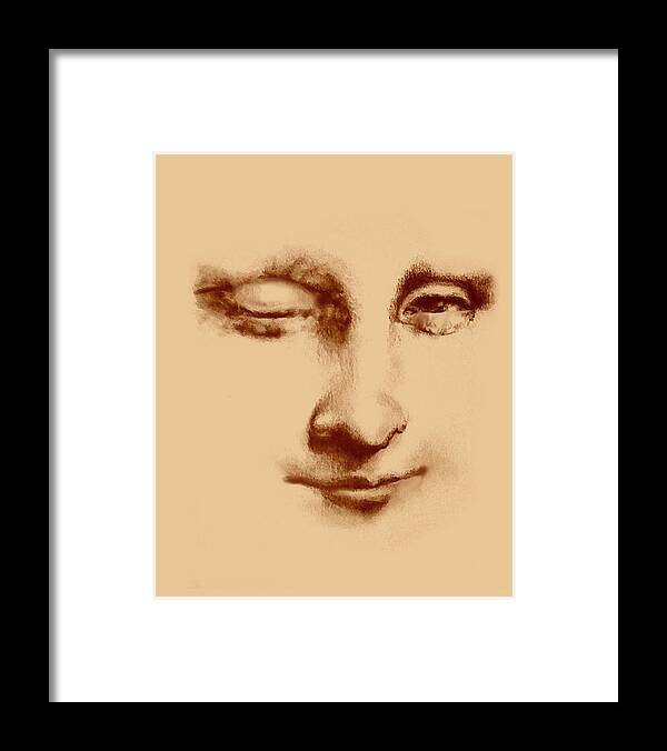 Digital Art Framed Print featuring the digital art Winking Classical Sienna Face by Linda N La Rose