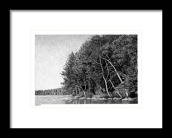 Winnipesaukee Shoreline Framed Print featuring the drawing Winnipesaukee Shoreline by Scott Woyak