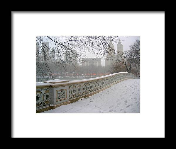The Gates Framed Print featuring the photograph Winter at Bow Bridge by Cornelis Verwaal