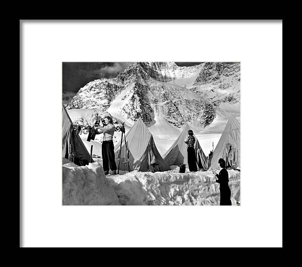 1950's Framed Print featuring the photograph Winter Camping by Underwood Archives