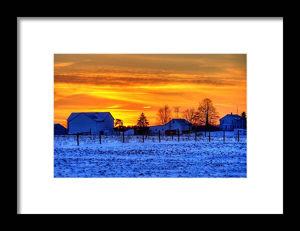 Farm Framed Print featuring the photograph Winter Country Sunset by David Dufresne