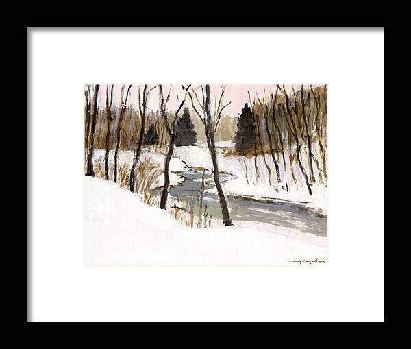 Winter Framed Print featuring the painting Winter creek by J Reifsnyder