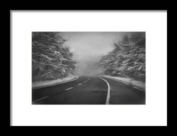 Snow Framed Print featuring the photograph Winter Drive by Cathy Kovarik