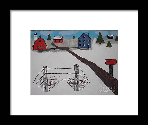 Landscape Framed Print featuring the painting Winter Farm by Jeffrey Koss